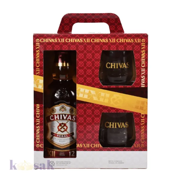 Chivas 12 YRS Whisky with 2 Glass – 100 cl