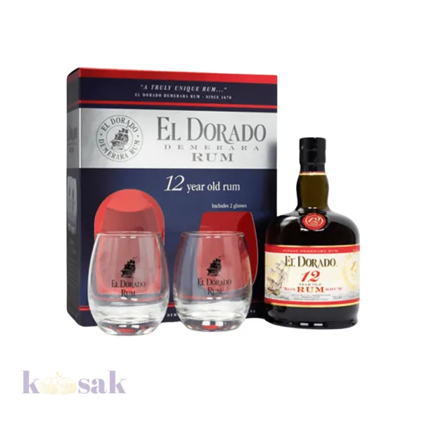 EL Dorado RUM 12 years old with 2 Glasses