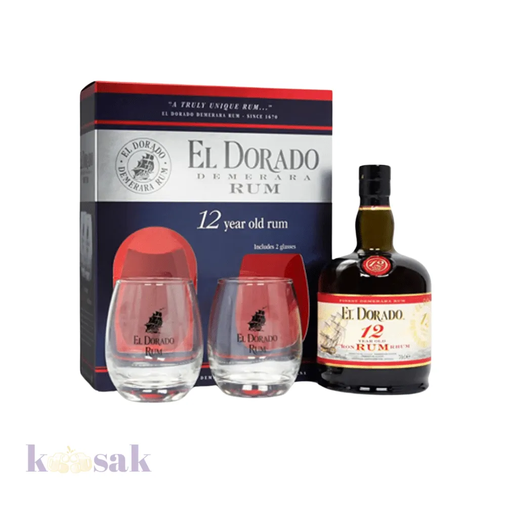 EL Dorado RUM 12 years old with 2 Glasses