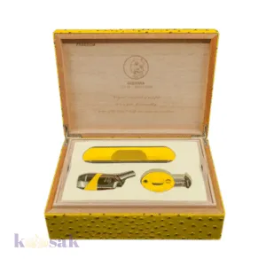 Guevara Display Humidor – Yellow Leather