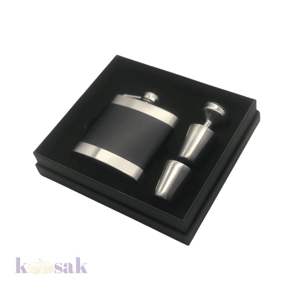 Stainless Steel Matt black Flask 4 pcs Set