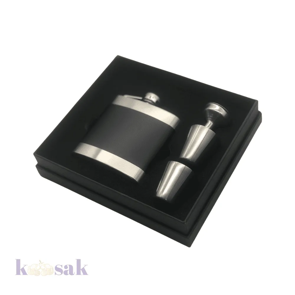 Stainless Steel Matt black Flask 4 pcs Set