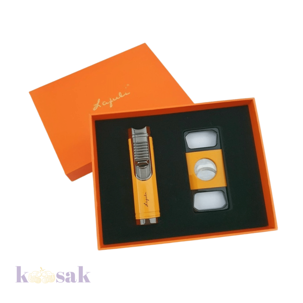 Lafuli Cigar Lighter & Cutter Set - Yellow