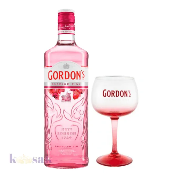 Gordons Pink Gin – 70 cl With Glass
